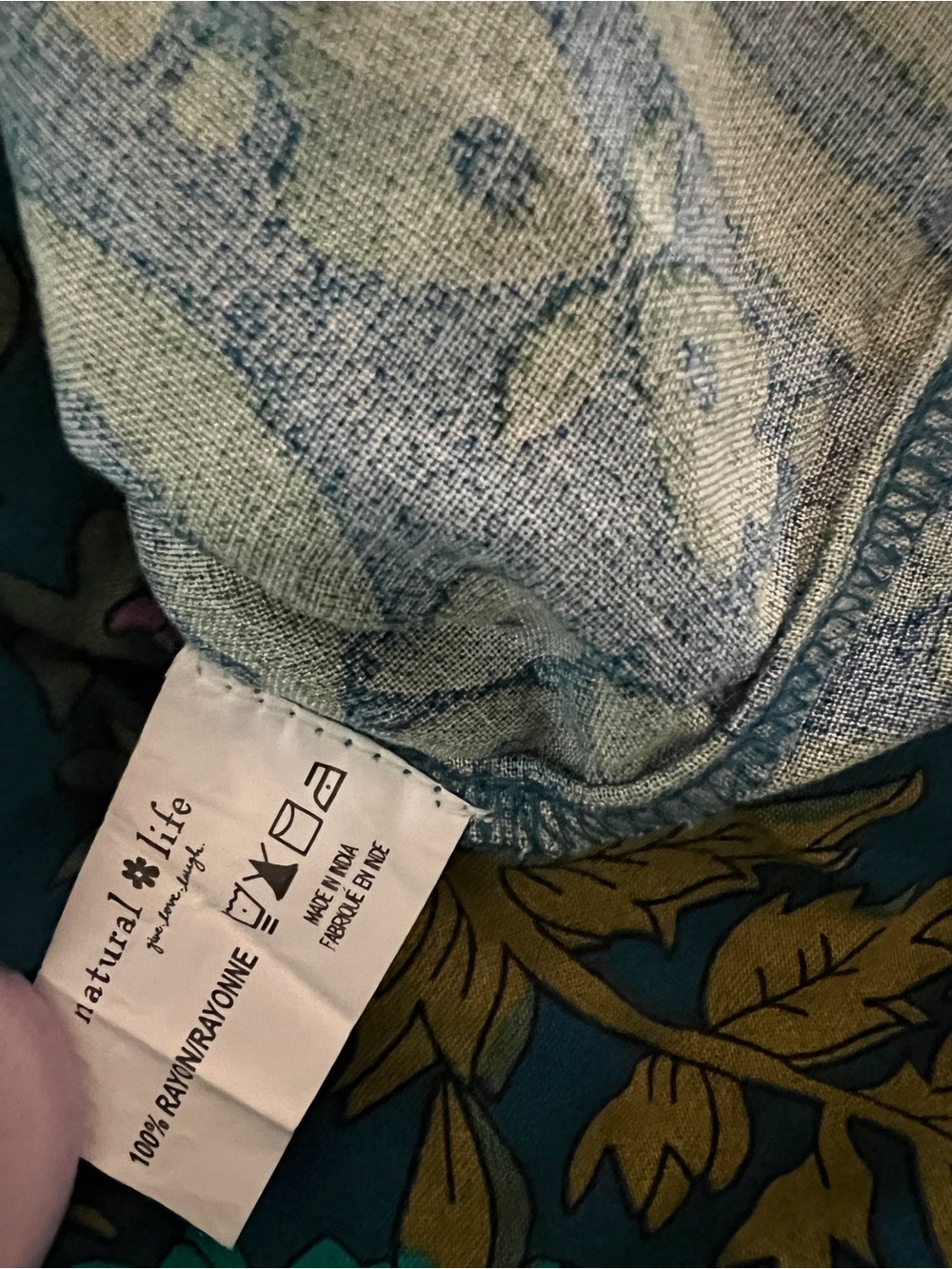 NATURAL LIFE Teal and Green Floral Boho Tunic - Picture 3 of 8
